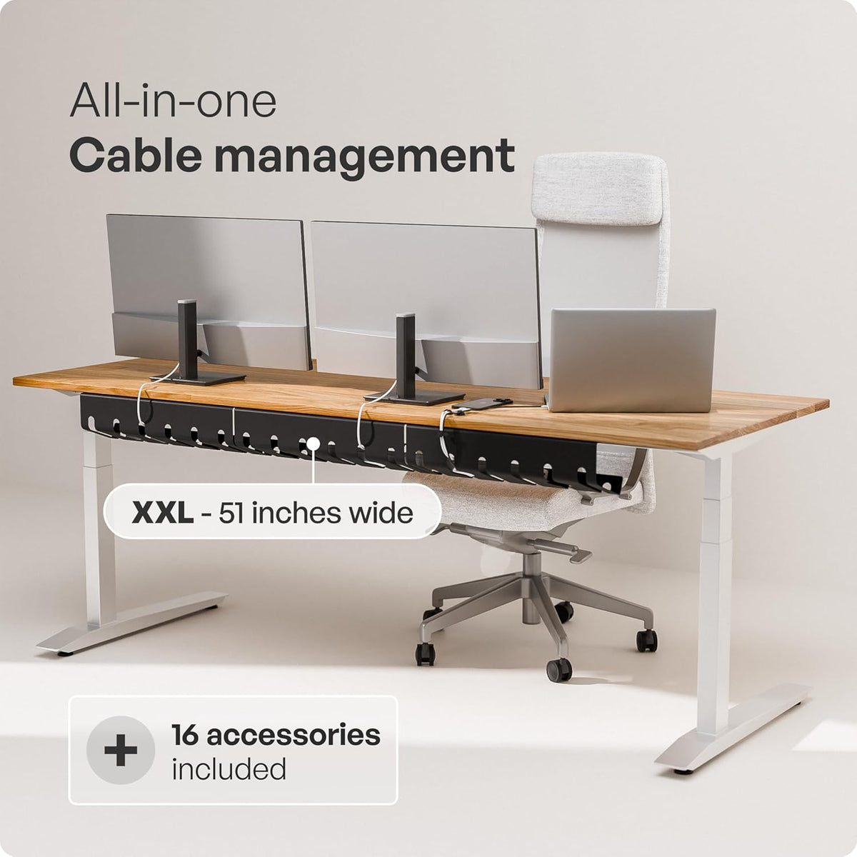 Cable Management under Desk, Set of 3 - Black