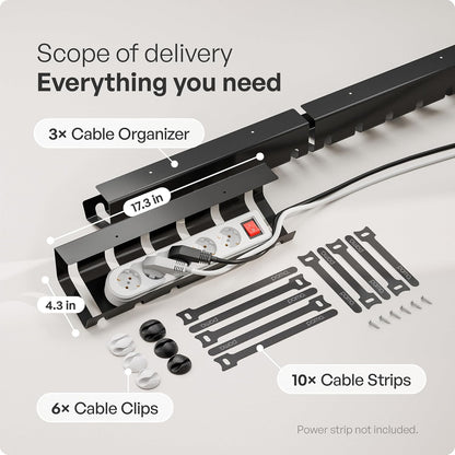 Cable Management under Desk, Set of 3 - Black