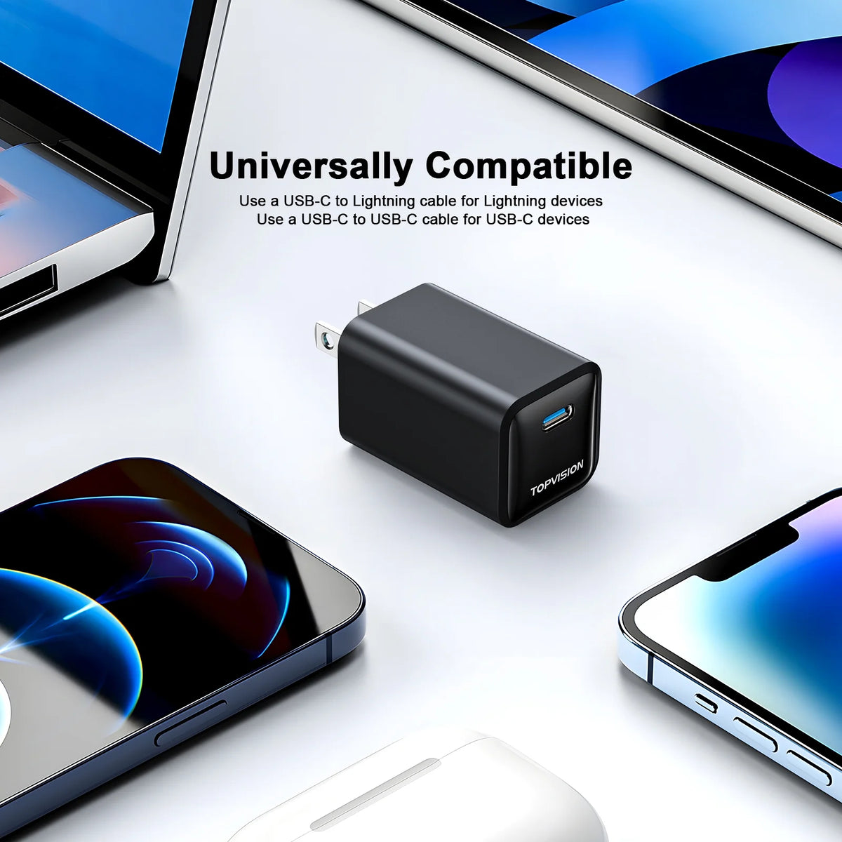 USB-C Charger Block 65W, Fast Charging Wall Charger Adapter for Apple, Android, 1 Pack